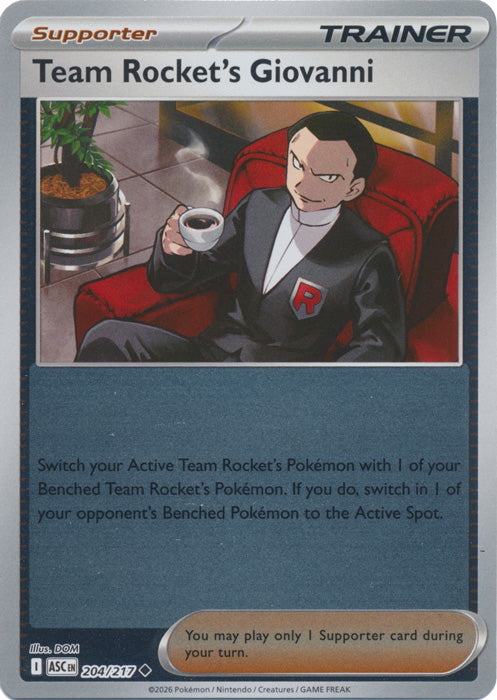 Ascended Heroes Team Rocket’s Giovanni #204/217 Reverse Holo